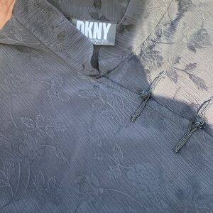 DKNY black silk dress with rose pattern silk size 4